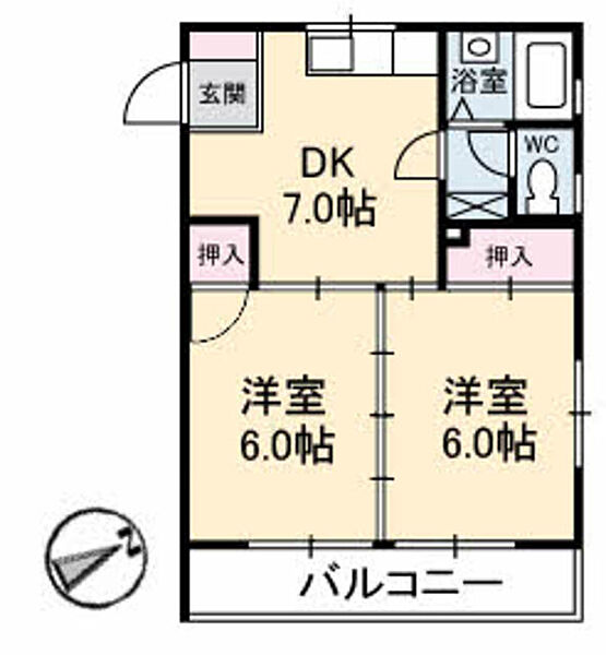 カルチェ佐川 A0303｜広島県広島市安佐南区山本２丁目(賃貸マンション2DK・3階・38.88㎡)の写真 その2