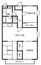 シャンテポワール弐番館 3LDKの間取図画像