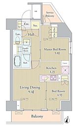 ヴェルデュール高田馬場 9階2LDKの間取り