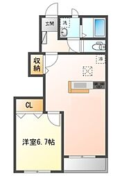 バード・ヴェール 1階1LDKの間取り