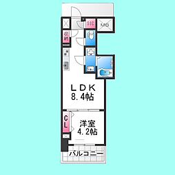 クローバー・グランツ三国ヶ丘 10階1LDKの間取り
