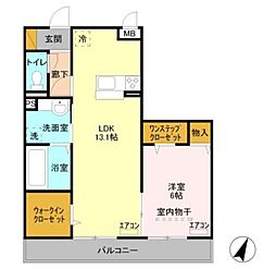ラルーシェ 1LDKの間取図画像