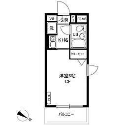ジョイフル池上第2 4階1Kの間取り