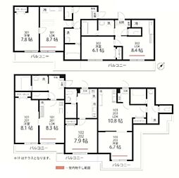 Quiet Crab House mix三ツ沢下町(仮) 1LDKの間取図画像