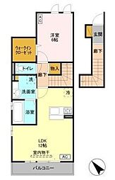 プルミエールII 2階1LDKの間取り