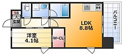 レジディア新大阪 6階1LDKの間取り
