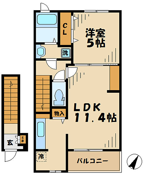 アウル 204｜東京都八王子市別所１丁目(賃貸アパート1LDK・2階・42.47㎡)の写真 その2