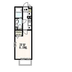 京王線 平山城址公園駅 徒歩3分の賃貸アパート 1階1Kの間取り