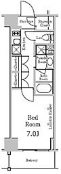 レジディア千駄木 1Kの間取図画像