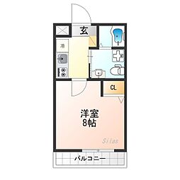 Gladvis二条式部 3階1Kの間取り