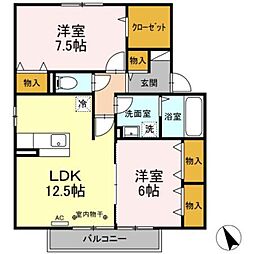 スワロウテイル・ガーデンF 2LDKの間取図画像