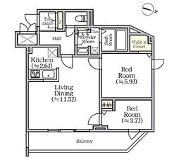 ＣＲＥＡＬｐｒｅｍｉｅｒ西馬込 1階2LDKの間取り