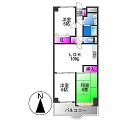 センターロイヤル 3LDKの間取図画像