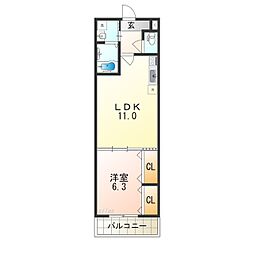 JR大阪環状線 寺田町駅 徒歩5分の賃貸アパート 2階1LDKの間取り
