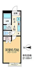 アーカスＫ VI 1階1Kの間取り