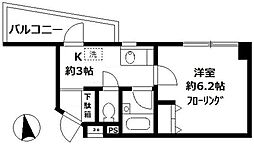 スクエア コート 2階1Kの間取り
