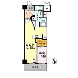 JR東西線 御幣島駅 徒歩11分の賃貸マンション 5階1LDKの間取り