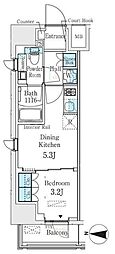 ベルファース錦糸町South 1DKの間取図画像
