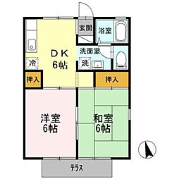 カーサビアンカ 2DKの間取図画像