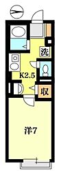 ミカーレ 2階1Kの間取り