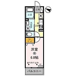 スリール ドゥ 3階1Kの間取り