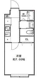 LANDS梅島 1Kの間取図画像