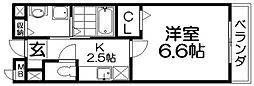 カーサポポラーレ 1Kの間取図画像