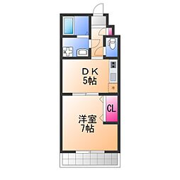 Feliz高石千代田 2階1DKの間取り