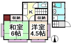 内藤荘 2階2Kの間取り