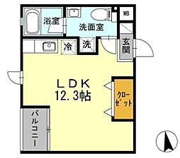 RoCa 3階ワンルームの間取り