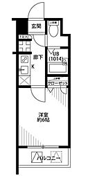 プレール・ドゥーク馬込駅前 4階1Kの間取り