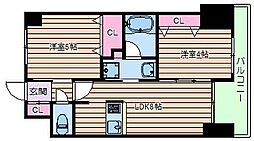アーデンタワー本町イースト 4階2LDKの間取り