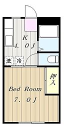 グランドハイツ2 1Kの間取図画像