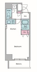 レジディア大井町 2階ワンルームの間取り