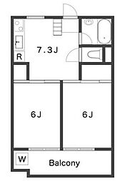 BespokeApartmentsKAWAGUCHI 2DKの間取図画像