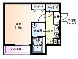 フジパレス湊3番館 1Kの間取図画像