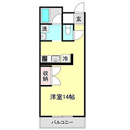 金子橋マンション 1Kの間取図画像