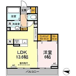 プリマベーラ3 1LDKの間取図画像