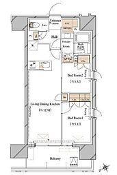 ブランシエスタ浅草蔵前 3階2LDKの間取り