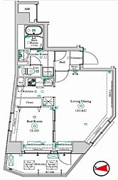 アンベリール墨田 1LDKの間取図画像