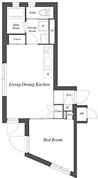 ASTILE西新宿 2階1LDKの間取り