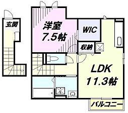フローラ1 1LDKの間取図画像