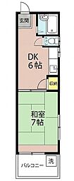 大和テラス 1DKの間取図画像