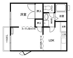 グランデュール小手指 2階1LDKの間取り