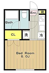 ハビーハイツ百草園 1Kの間取図画像