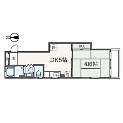 中野フラワーコーポ 1DKの間取図画像