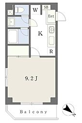 パレドール玉川 1Kの間取図画像