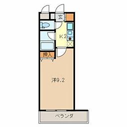 シャンフレア北浦和 6階1Kの間取り