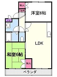 川口マンション 2LDKの間取図画像