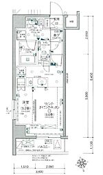 JR総武線 東中野駅 徒歩10分の賃貸マンション 4階1LDKの間取り